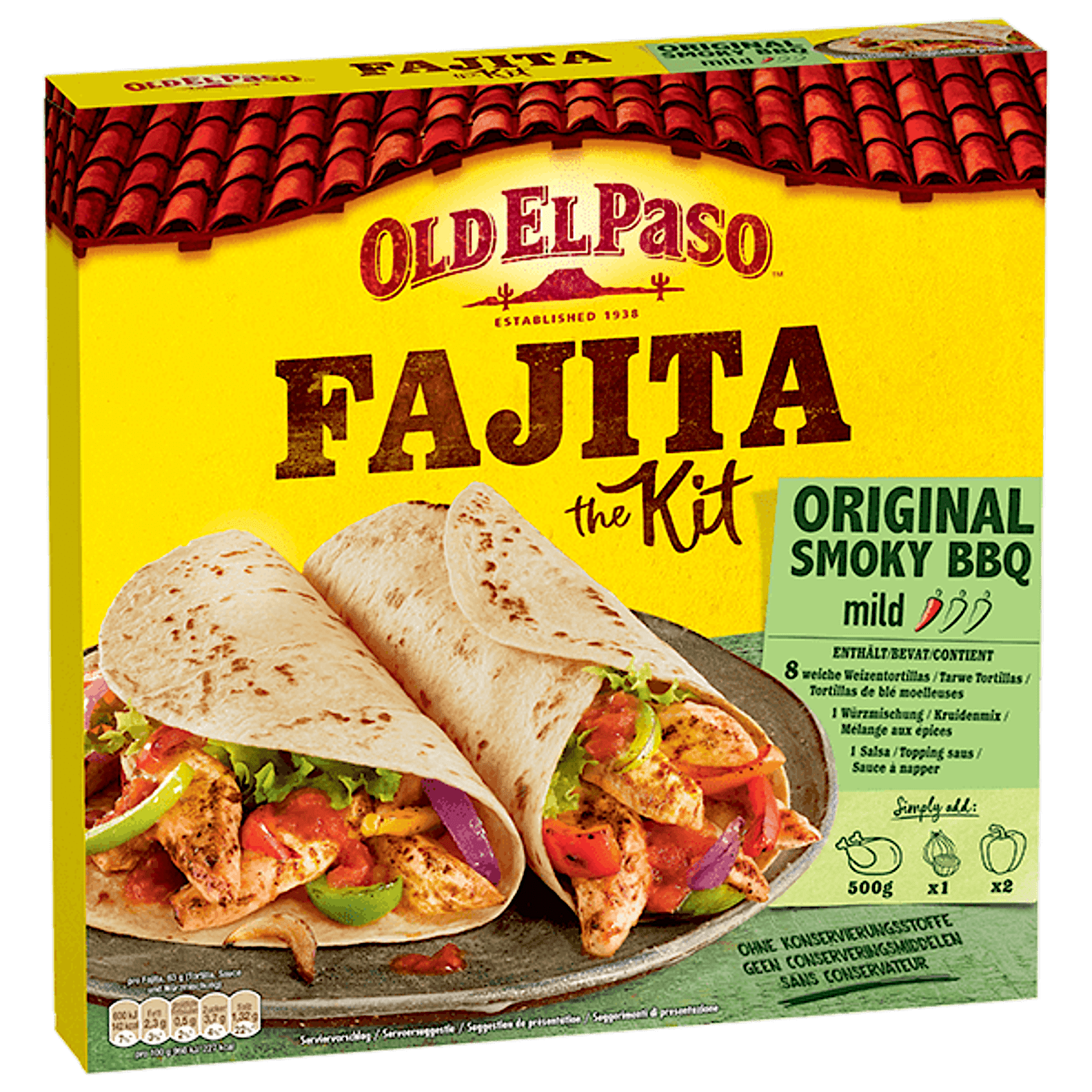 eine Packung Old El Paso Fajita-Kit Smoky BBQ